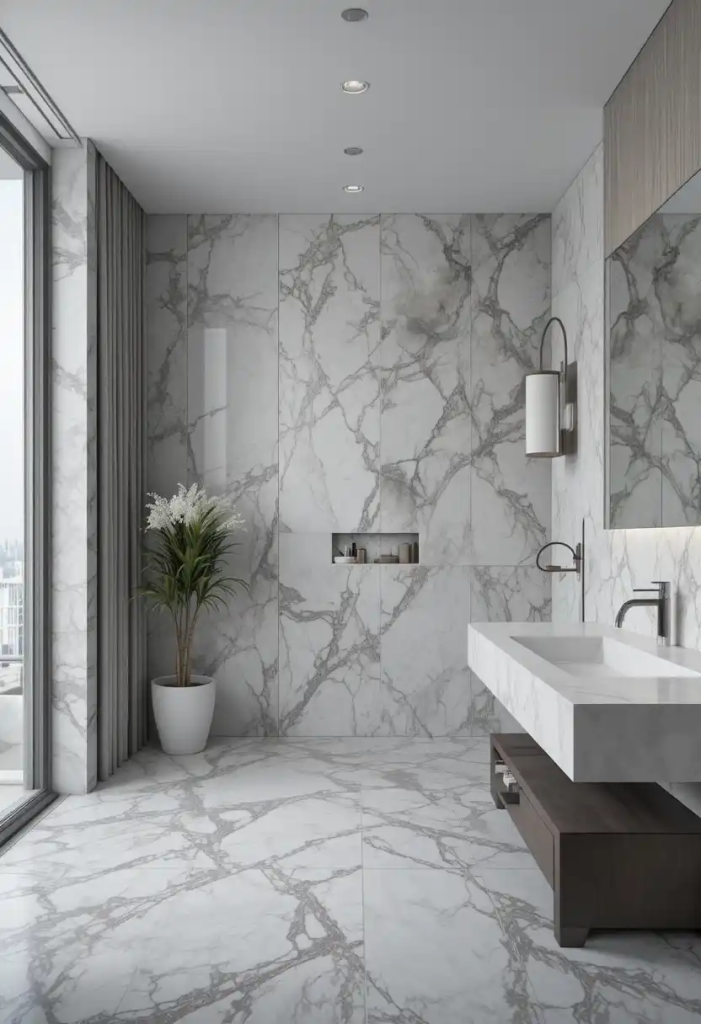 marble bathroom wall design inspiration