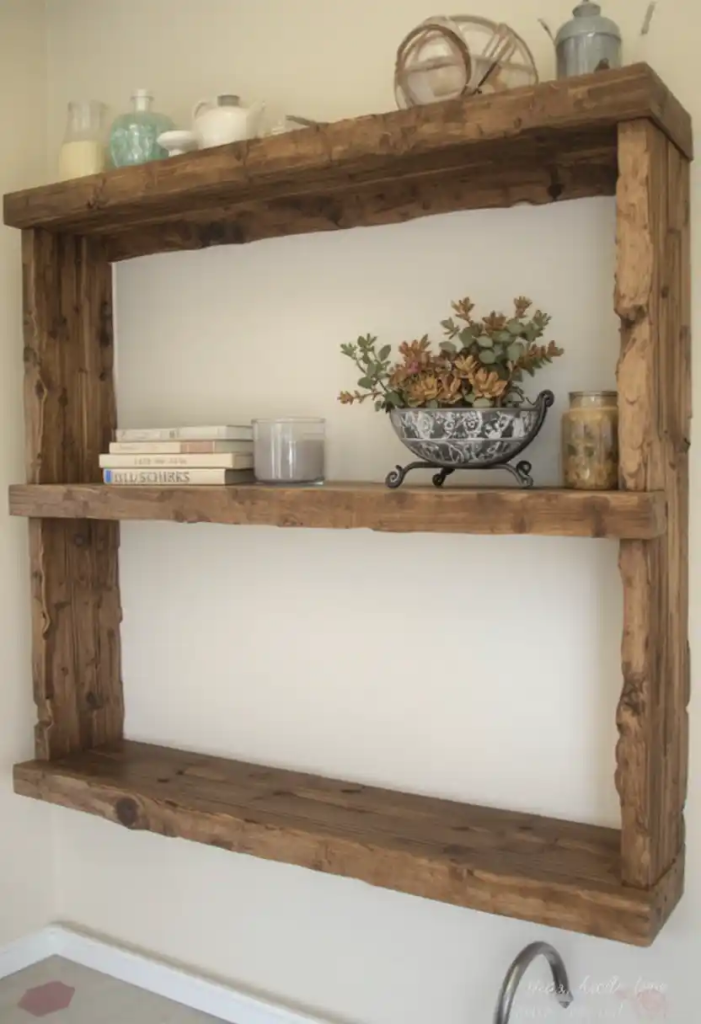 Reclaimed Wood Open Shelves for Authentic Rustic Charm